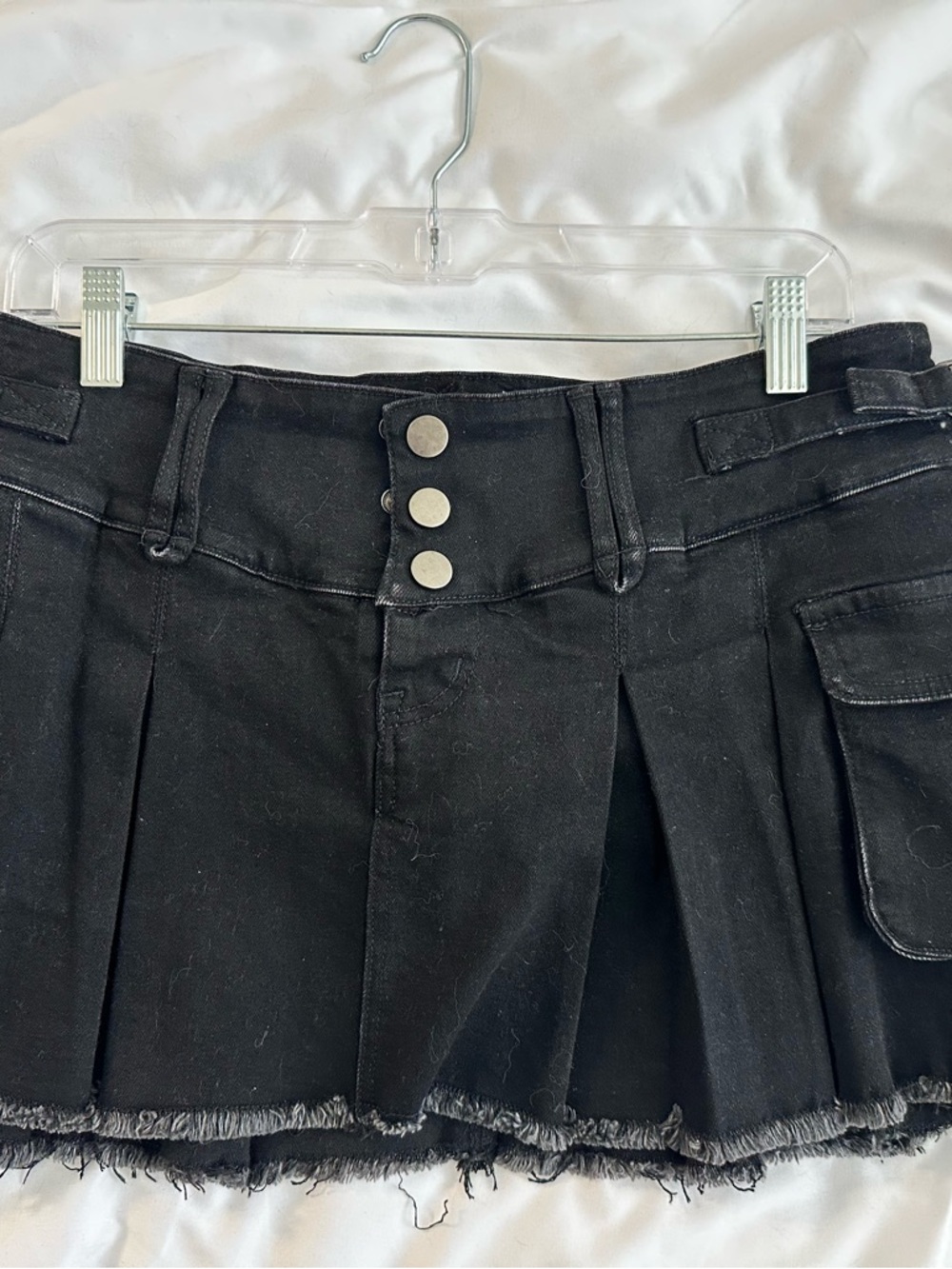 dELiA*s Black Pleated Cargo Mini Skort with Triple Button